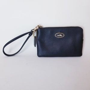 Coach Black Carriage Pebbled Leather Wristlet